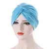 Amazon europeo y americano nuevo tela elástica frente cruz color caramelo base gorra india gorra césped gorro pullover quimioterapia