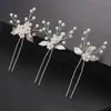 Grampo de Cabelo Dourado Folha Vintage Transfronteiriço Acessório de Cabelo para Casamento Noiva Grampo para Coque Conjunto de Pentes de Cabelo com Pérolas Feito à Mão