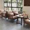 Tienda de Té de Leche Retro Combinación de Mesa y Silla de Madera Maciza B&B Hotel Cabina Café Sofá Recepción Negociación Recepción Ocio