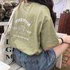 Wubixie Verão Estilo Coreano Nova Camiseta de Manga Curta Estampada na Frente e nas Costas para Mulheres, Gola Redonda Casual Solta Top Feminino Atacado