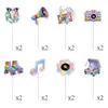 Nova faixa de decoração de aniversário disco, guirlanda de decoração de festa de aniversário infantil estilo disco do milênio e topo de bolo