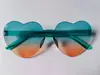 Gafas de sol sin montura en forma de corazón de color gelatina, Gafas de una sola pieza en forma de corazón, Colores deslumbrantes, Estilo transfronterizo