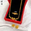 Mismo Estilo Xiaohongshu Oro Arena Rojo Rosa Floral Seda Soñador Ballet Lazo Collar Anillo Aretes Lujo Ligero Gama Alta Venta al por Mayor