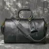 Bolsa de Viagem Popular para Homens em Couro Genuíno para Comércio Exterior, Bolsa de Viagem Transversal de Couro de Búfalo, Bolsa de Fitness de Grande Capacidade