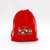 Fornecimento Direto Transfronteiriço Grande Saco Vermelho de Veludo de Natal Saco para Embalagem de Presente de Joias Saco de Presente para Doces de Maçã do Papai Noel