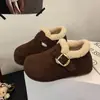 Zapatos tipo Birkenstock de suela gruesa, forrados de felpa, que aumentan la altura para mujer, nuevos para invierno 2026, botas de nieve, mocasines, zapatos cálidos de algodón