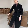 Gola de Tweed Dupla Face Vestido Jaqueta Clássica de Seis Botões Estilo Hepburn Tamanho Pequeno Solto Casual Lã Pura Casaco Outono Inverno