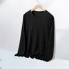 [Essencial de Outono] Camiseta Masculina Lisa Versátil de Corte Solto com Gola Redonda e Manga Longa, Top Casual Tendência de Marca para Outono
