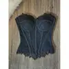 Top de alcinha strapless de renda preta para o verão, design de puro desejo, afina a cintura