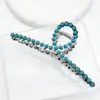 Presilha de Garra Simples Azul com Textura Estilo Coreano Grampo Grande Elegante Presilha de Tubarão Acessório de Cabelo para Penteados Femininos Atacado Transfronteiriço