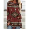 Estación independiente transfronteriza Vestido retro de estilo étnico de manga larga estampada con cuello redondo europeo y americano falda de mujer de primavera y otoño