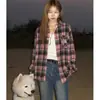 2026 Nueva Camisa Chaqueta de Cuadros Retro Americana de Manga Larga para Mujer, Diseño Holgado, Estilo de Nicho, Camisa de Moda para Primavera y Otoño