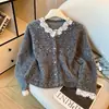 Cardigan Tweed com Miçangas Estilo Designer 2026 para Mulheres, Novo Casaco Suéter Elegante de Alta Qualidade Outono/Inverno