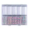 Papel de transferência para nail art com céu estrelado, renda, rosa e padrões florais, renda branca vintage, gradiente floral, nail art DIY