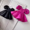 Nuevo Vestido de Satén para Niña de las Flores Fiesta de Cumpleaños Modelo Infantil Pasarela Actuación de Piano Falda Tutú Rojo Negro
