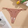 En stock, se puede etiquetar para ventas transfronterizas, tanga sexy de seda helada sin costuras con tiras finas, conjunto de tangas T para mujer talla grande europeo y americano