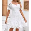 Estación Independiente Nueva Transfronteriza Europea y Americana Amazon Vestido Elegante de Oficina Sexy con Encaje Hueco Soluble en Agua