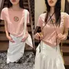 Camisa Yuran 26 Estilo Novo de Primavera Orgânica Algodão Jacquard Estampado Gola Redonda Ombro Normal Corte Justo Manga Curta