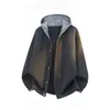Cárdigan de Punto con Capucha de Bloques de Color de Alta Gama para Hombre Otoño 2026 Nuevo Retro de Peso Pesado Casual Silueta Oversize Ropa Exterior
