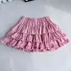 Estilo Deseo Puro Falda Corta de Volantes para Pastel Verano Nuevo Petite Anti-Exposición Cintura Alta Adelgazante Falda de Media Longitud Abullonada
