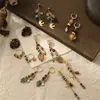 Pendientes Largos Estilo Étnico Retro Amber Streamer Piedra Natural Pendientes de Diseño Nicho Colección de Pendientes Pendientes Coloridos