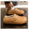 Pantuflas de algodón impermeables de invierno, unisex, con talón cubierto, forro de felpa, engrosadas para abrigar y suelas antideslizantes, adecuadas para usar en interiores y exteriores