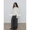 Camiseta Base de Manga Larga Elástica para Mujer con Cuello Redondo, Camiseta de Punto, Estilo Básico de Color Sólido