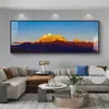 Luz Dourada na Montanha Sala de Estar Pintura Decorativa com a Montanha ao Fundo Mural de Parede para Fundo de Sofá Paisagem de Montanha e Água de Alto Padrão Pintura de Pendurar