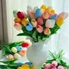 Flores Artificiais de PU Transfronteiriças, Tulipas Artificiais Realistas, Flores Artificiais para Decoração de Casamento, Decoração de Casa, Buquês de Flores de Mão e Peças Decorativas