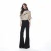 Calça Casual Flare Americana Vintage Metálica de Cintura Baixa Levemente Solta Não Justa Outono/Inverno 2026 para Mulheres