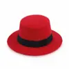 Sombrero para adulto al por mayor otoño e invierno para padres e hijos de color liso de lana moda versátil Sombrero de ala plana en stock entrega de una sola pieza