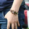 Pulseira de couro de vaca com liga vintage estilo europeu e americano com letra inglesa, joia de estudante, pulseira de couro masculina e feminina perdoado