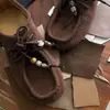 Zapatos Retro de Canguro Hechos a Mano Gamuza Piel de Vaca con Cordones Zapatos Casuales Diseño de Nicho para Mujer Zapatos Retro de Cuero Genuino para Mujer