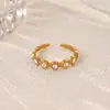 Anillo Cruzado de Acero Inoxidable Chapado en Oro de 18 Quilates, Estilo Nuevo Europeo y Americano, para Mujer, Versátil para el Uso Diario, Joyería de Anillo Abierto Simple y a la Moda
