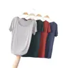 Nova camiseta de algodão com gola redonda e manga curta para primavera e verão, top liso estilo coreano, camiseta básica casual solta e modeladora para mulheres