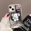 Funda de Teléfono Dibujo de Cachorro Musical para iPhone 17 Pro Max, Superficie de Espejo Electrochapado para iPhone 16/13/14/15
