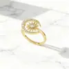 Exquisito Estilo de Moda Transfronterizo Europeo y Americano Joyería Vintage Luna y Estrella Incrustado Anillo Abierto de Aleación con Diamantes Completos