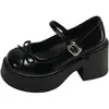 Sapatos Mary Jane Retrô Franceses para Mulheres 2026 Primavera Novo Estilo Estilo Preppy Salto Grosso Salto Alto Laço Sapatos de Couro