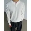 Estilo Old Money Retro Cleanfit Malha Waffle Gola Henley Masculina Feminina Manga Longa Camiseta Primavera Outono Casual Camada Interna Camada Base Camisa