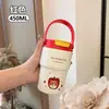Termo de Acero Inoxidable 316 de Alto Valor Estético con Popote, Diseño de Dibujos Animados para Niños y Estudiantes, Portátil con Asa, Vaso de Agua con Recubrimiento Cerámico