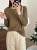 Camisa de fondo de oveja fina soluble en agua para mujer, ropa interior de primavera y otoño, estilo coreano ajustado, color sólido, cuello alto pequeño, camisa de cuello redondo medio alto, camiseta de fondo