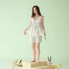 [Algodón de Xinjiang Antibacteriano] Set de Verano sin Mangas con Tirantes de Algodón Puro Clase A para Mujer con Shorts y Almohadillas en el Pecho Ropa de Casa Pijamas