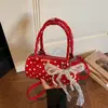 Bolsa de Mão de Verão Coreana 2025 Pequena Tote Bag para Mulheres de Pontos de Bolinhas de Ponta Bolsa Almofada Bolsa de Ombro Único Transversal