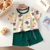 Ropa Nueva para Niños Traje de Manga Corta Pantalones Cortos de Manga Corta para Niños Verano de una Pieza para Niñas Camiseta de Manga Corta para Niños Conjunto de Dos Piezas Ropa de Bebé