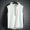 Colete com Capuz Estilo Rua de Hong Kong para Homens, Camiseta sem Mangas com Capuz Tendência, Moletom com Capuz Masculino, Colete Esportivo Fino de Verão