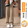 Calça Larga Transfronteiriça para Mulheres, Forrada com Lã Sintética de Inverno, Calça de Lã de Cordeiro Extra Grossa, Novo Estilo 2025, Calça de Moletom de Algodão