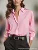 Camisa de manga larga para mujer europea y americana transfronteriza de Amazon, estilo minimalista de verano, camisa versátil con cuello, cárdigan holgado para usar por encima
