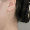 S925 agulha de prata coreana diamante embutido oco amor internet celebridade simples pequena moda leve luxo temperamento nicho design avançado