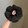 Falda coreana de lunares volantes y encaje, talla grande, scrunchie de satén, diadema de alta gama de alta elasticidad para mujer, accesorio para la cabeza
