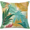 Novedades Primavera y Verano Productos para el Hogar Transfronterizos Funda de Almohada de Lino con Hojas Funda de Almohada Caliente de Amazon Funda de Almohada Lumbar Venta al por Mayor